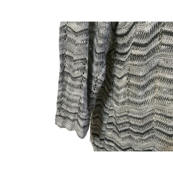 RQT Cardigan Sweater Womens Plus Size 2X Gray Black Light Knit Open Front Fine D - Picture 7 of 10